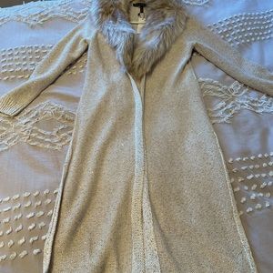 COPY - White House Black Market Gold Duster with Faux Fur